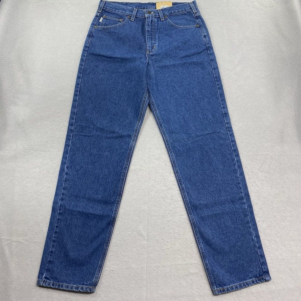 Carhartt Jeans Mens 34x34 Blue Denim Pants Relaxed fit Tapered Leg B17-DST